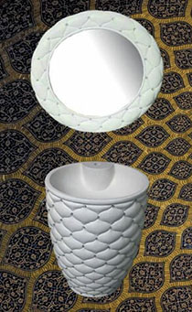 Bathx Artificial Stone Floor Mount Basin Set With Mirror - white